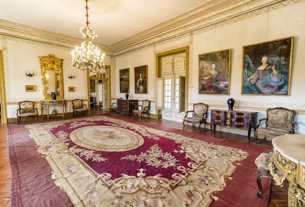 Dentro Rico Palácio Real Queluz Decorado Antigamente Usado Como Residência — Fotografia de Stock