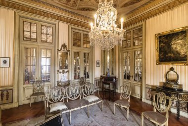Queluz Kraliyet Sarayı Prenses odalar. Eski yazlık Portekizce Kraliyet ailesi tarafından kullanılan. 