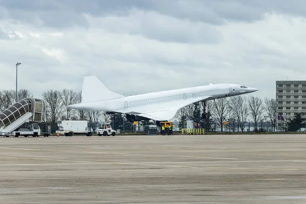 Flygplan Concorde Supersonic Passagerare Trafikflygplan Med 144 Platser Displayen Som — Stockfoto