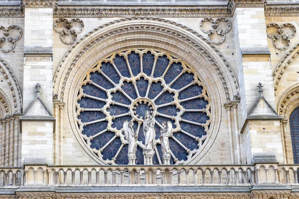 Blyinfattade Fönster Fasaden Katedralen Notre Dame Norr Ros Fönster Notre — Stockfoto