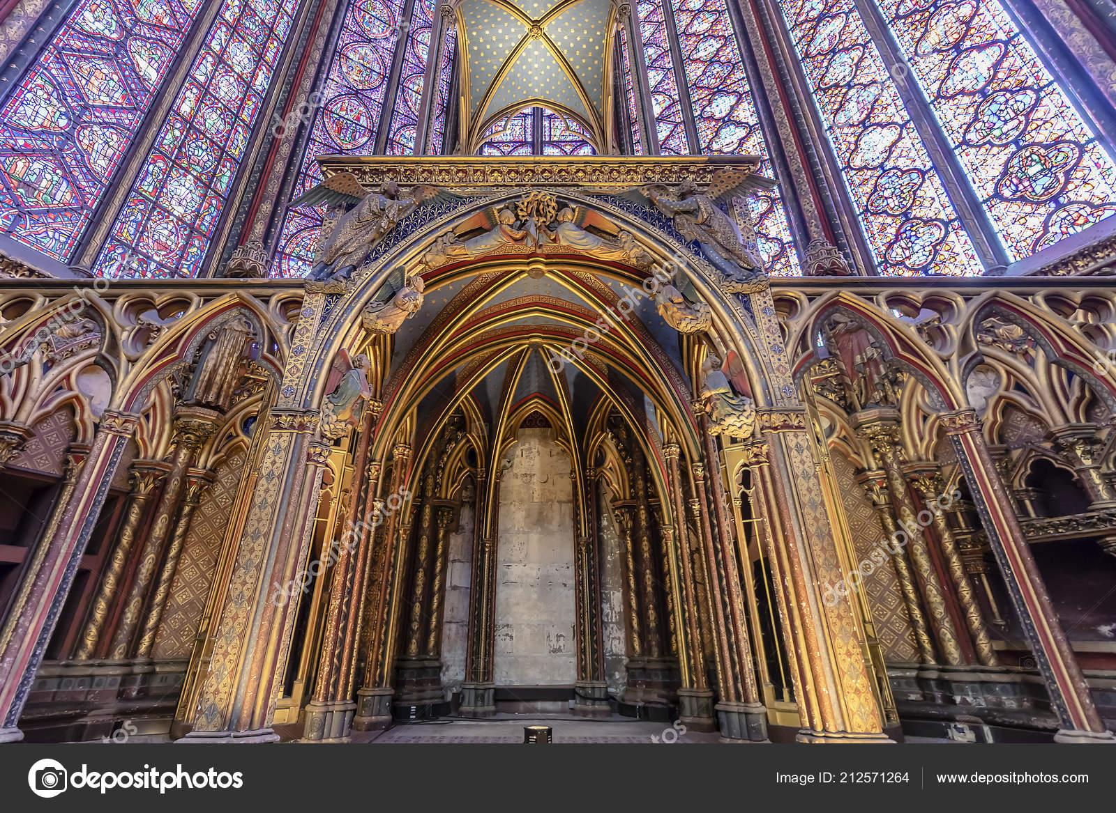Paris France March 2018 Interior View Sainte Chapelle Gothic