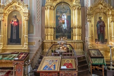 Varşova, Polonya 31 Mayıs 2018: İç kutsal ve eşit için Havariler Mary Magdalene Büyükşehir katedral. Lehçe Ortodoks Katedrali Rus sadık bir toplumun ihtiyaçlarına hizmet