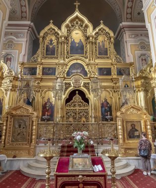 Varşova, Polonya 31 Mayıs 2018: İç kutsal ve eşit için Havariler Mary Magdalene Büyükşehir katedral. Lehçe Ortodoks Katedrali Rus sadık bir toplumun ihtiyaçlarına hizmet