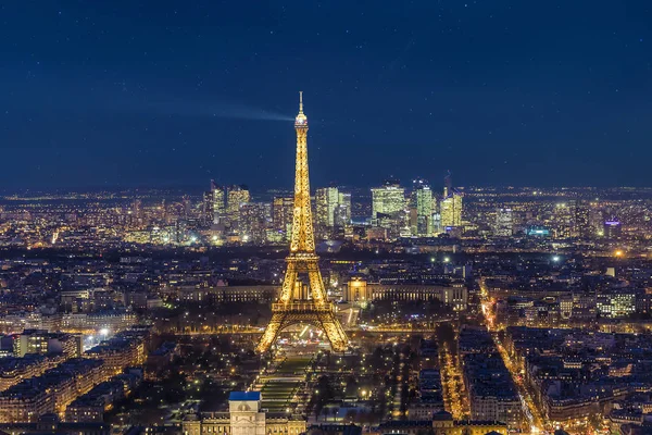 Paris Frankreich März 2018 Luftaufnahme Des Eiffelturms Bei Nacht Paris — Stockfoto