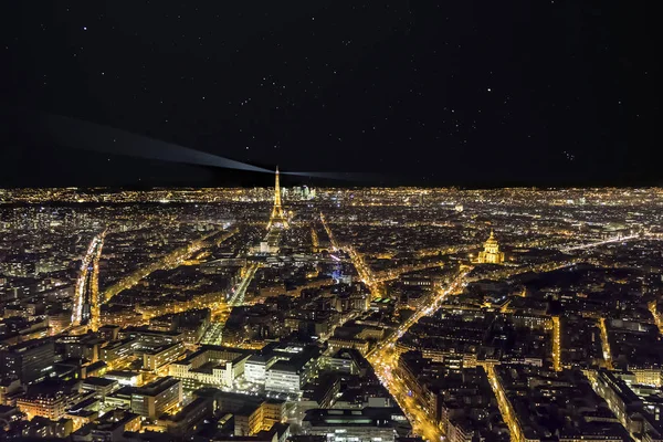 Luftaufnahme Des Pariser Stadtbildes Bei Nacht — Stockfoto