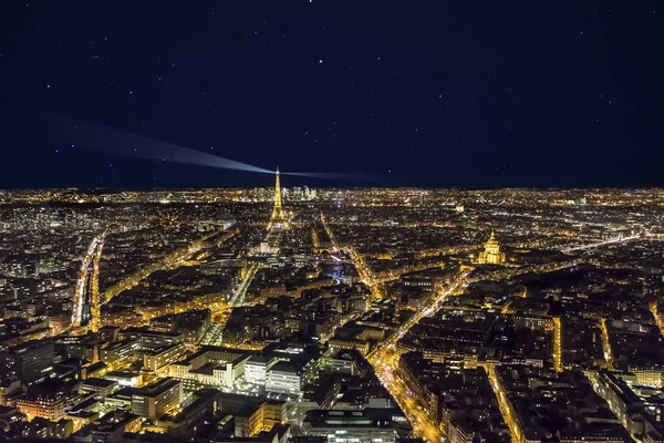 Luftaufnahme Des Pariser Stadtbildes Bei Nacht — Stockfoto