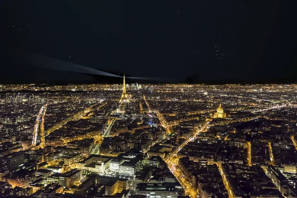 Luftaufnahme Des Pariser Stadtbildes Bei Nacht — Stockfoto