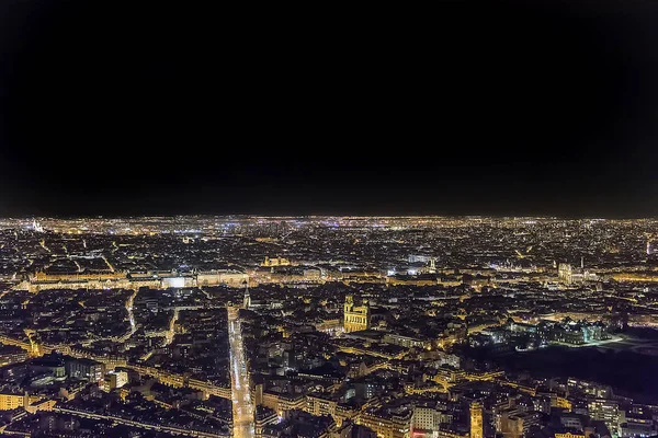 Вид Воздуха Городской Пейзаж Парижа Ночью Собором Нотр Дам Музеем — стоковое фото