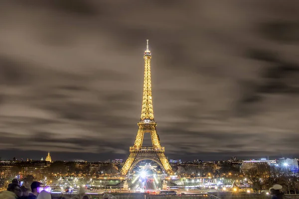 Paris França Março 2018 Fotografia Longa Exposição Vista Trocadero Torre — Fotografia de Stock