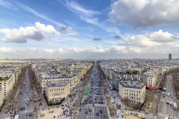 Vista Aérea Del Paisaje Urbano París Con Des Champs Elysees —  Fotos de Stock