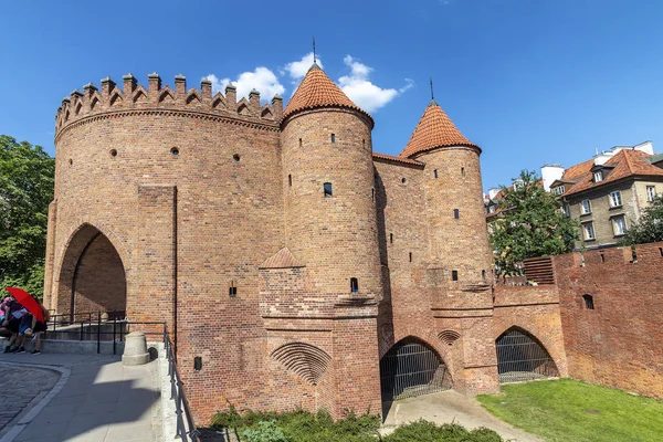 Forteresse Barbacane Dans Centre Historique Varsovie Pologne — Photo