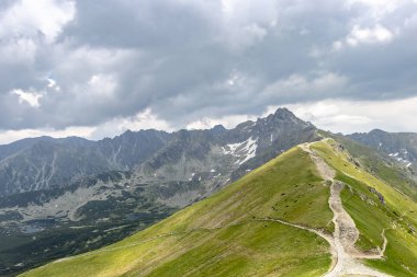 Popradske Pleso, mount Kasprowy Zakopane, Polonya Wierch Slovakya'dan yakınındaki Yüksek Tatras dağlarının görünümü