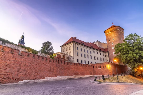 Castelo Real Monte Wawel Pôr Sol Cracóvia Polónia — Fotografia de Stock