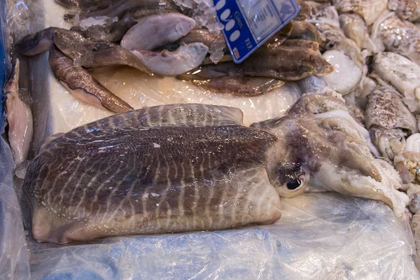 Verse Inktvis Klaar Worden Gekookt Isla Cristina Markt Zeevruchten Choco — Stockfoto