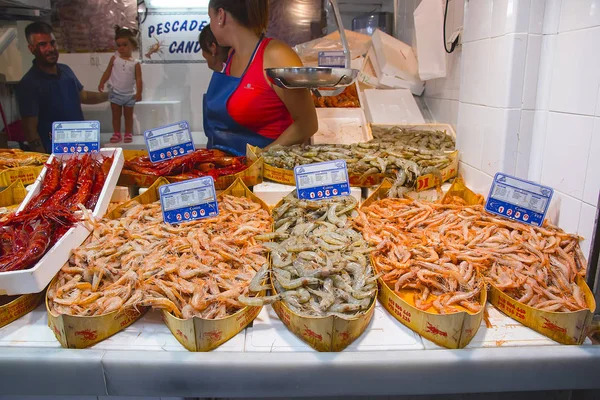 Isla Cristina Huelva Spanje September 2017 Seafood Blootgesteld Isla Cristina — Stockfoto