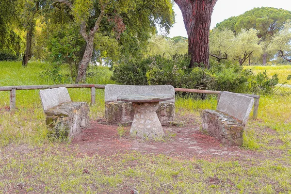 Banco Pedra Parque Natural Donana Reserva Natural Palácio Acebron Huelva — Fotografia de Stock