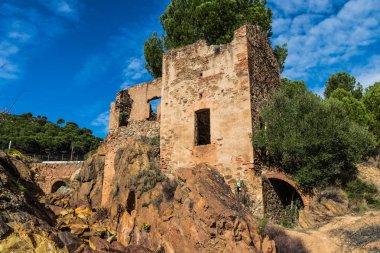 Antika sömürü eski watermill bakır benim köyde Sotiel Coronada Huelva, Endülüs, İspanya
