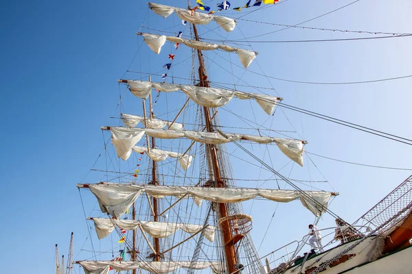 Huelva Spain April 2017 Sailboat Moored Port Huelva — Stock Photo, Image