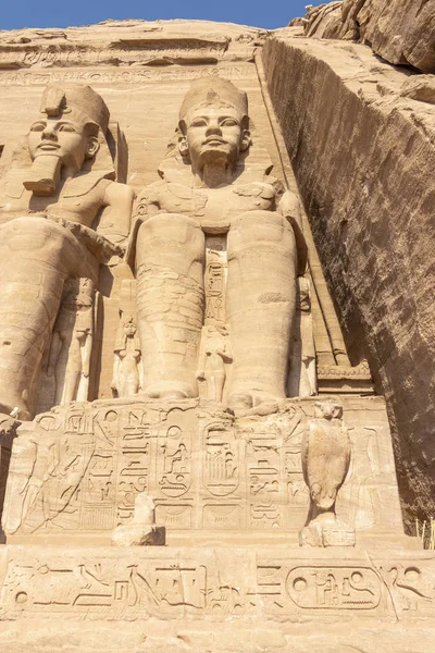 Ayrıntı Dış Tapınağı Ebu Simbel Büyük Tapınağı Ramses Mısır — Stok fotoğraf