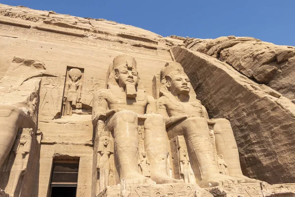 Detalle Del Templo Exterior Abu Simbel Gran Templo Ramsés Egipto —  Fotos de Stock