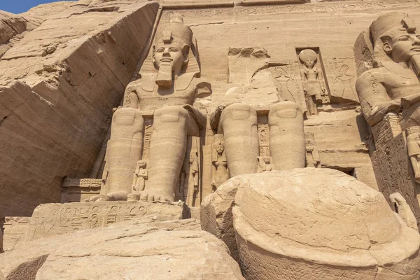 Detalhe Templo Exterior Abu Simbel Grande Templo Ramsés Egito — Fotografia de Stock