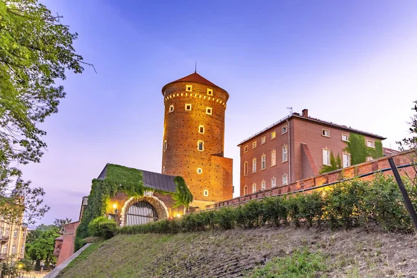 Castelo Real Monte Wawel Pôr Sol Cracóvia Polónia — Fotografia de Stock