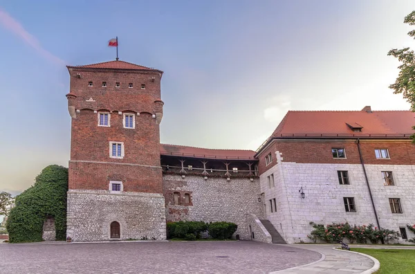 Castelo Real Monte Wawel Pôr Sol Cracóvia Polónia — Fotografia de Stock