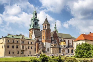 Cathedral St. Stanislaw ve St. Vaclav ve Kraliyet Kalesi Wawel Hill, Krakow, Polonya.