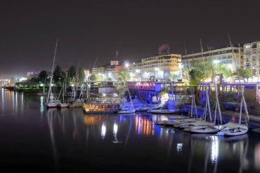 Aswan, Mısır - 13 Eylül 2018: Aswan görünümü geceleri