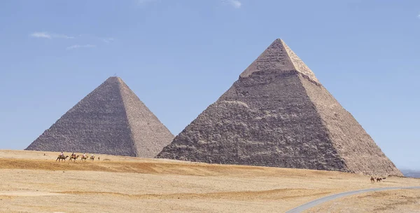 Panorama Van Het Gebied Met Grote Piramides Van Giza Egypte — Stockfoto