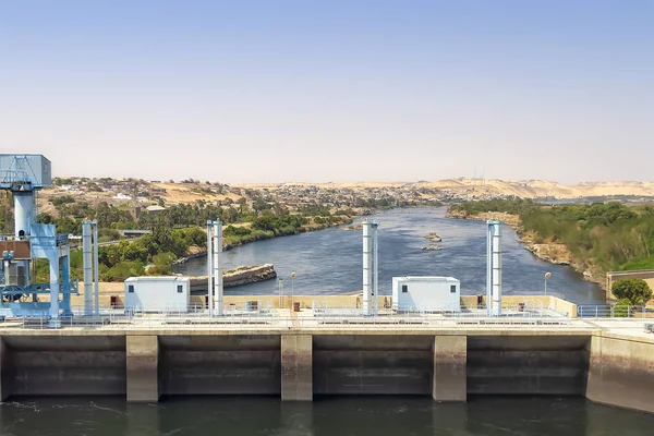 Hoge Dam Bij Aswan Voor Hydro Elektrische Energieopwekking Nubia Egypte — Stockfoto