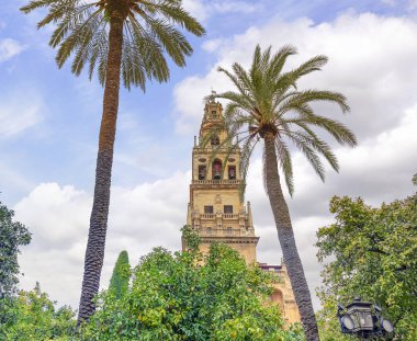 Cordoba Camii-katedral çan kulesi. Özgün Müslüman minare bu yapının görüntü ve Cordoba, Endülüs, İspanya profili önemli bir rol oynamıştır