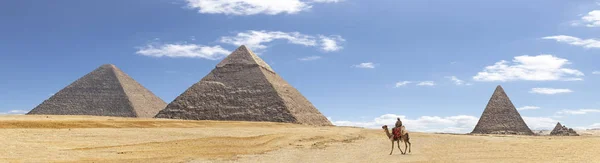 Panorama Van Het Gebied Met Grote Piramides Van Giza Egypte — Stockfoto