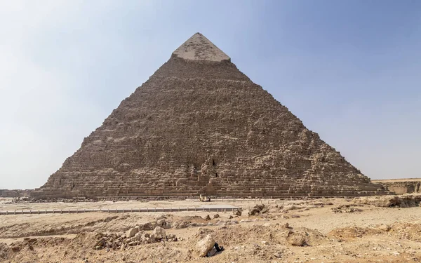 Pyramide Khafre Chephren Est Deuxième Haute Deuxième Grande Des Pyramides — Photo