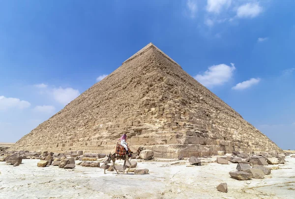 Pyramide Khafre Chephren Est Deuxième Haute Deuxième Grande Des Pyramides — Photo