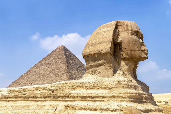 Sphinx Och Pyramid Chefrens Kairo Egypten — Stockfoto