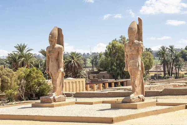 Recently Raised Quartzite Colossi Amenhotep Iii Northern Gate Temple Precinct — Stock Photo, Image
