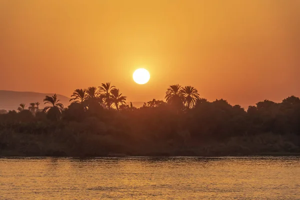 Pôr Sol Sobre Rio Nilo Egito — Fotografia de Stock