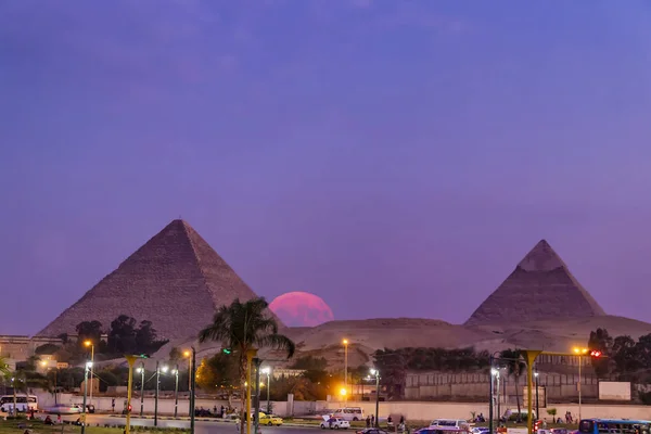 Weergave Van Grote Piramides Van Giza Bij Zonsondergang Van Giza — Stockfoto