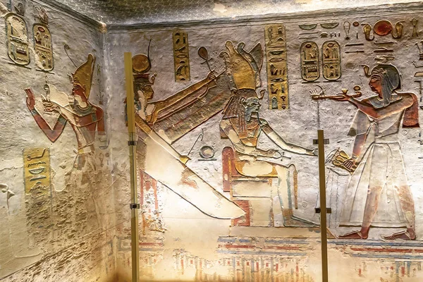 Hieroglyphen Auf Einer Mauer Tal Der Könige Luxor Ägypten — Stockfoto