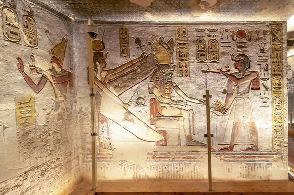 Hieroglyphen Auf Einer Mauer Tal Der Könige Luxor Ägypten — Stockfoto
