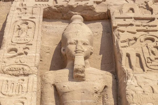 Detalj Exteriör Templet Abu Simbel Det Stora Templet Ramses Egypten — Stockfoto