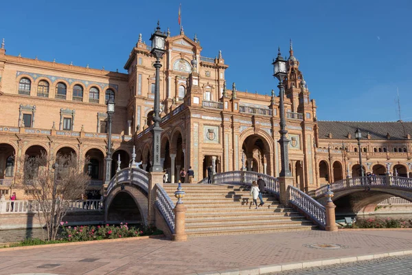 Seville Spanya Aralık 2018 Spanya Meydanı Plaza Espana Sevilla Spanya — Stok fotoğraf