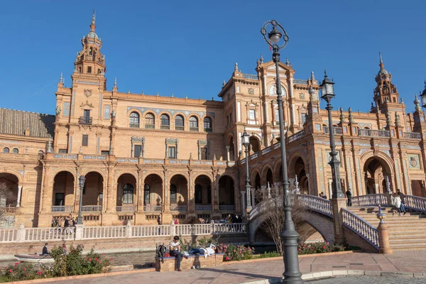 Seville Spanya Aralık 2018 Spanya Meydanı Plaza Espana Sevilla Spanya — Stok fotoğraf