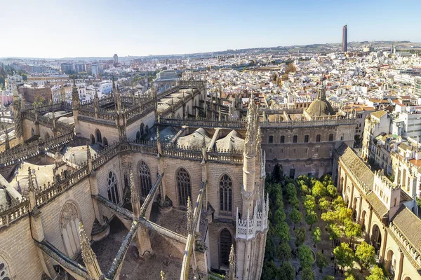 Vista Aérea Cidade Sevilha Catedral Santa Maria Sevilha Vista Torre — Fotografia de Stock