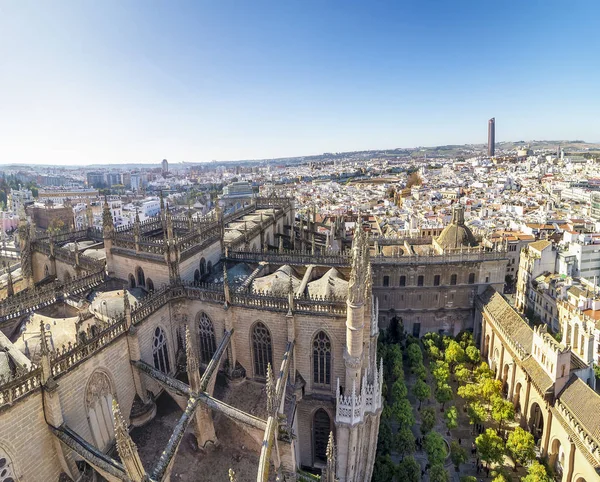 Vzdušný Výhled Město Sevilla Katedrálu Marie Stol Seville Jak Vidět — Stock fotografie