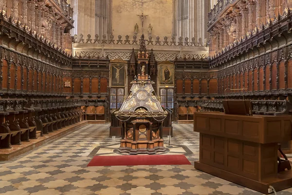 Sewilla Hiszpania Stycznia 2019 Drewniany Chór Katedry Sewilli Andaluzji Hiszpania — Zdjęcie stockowe