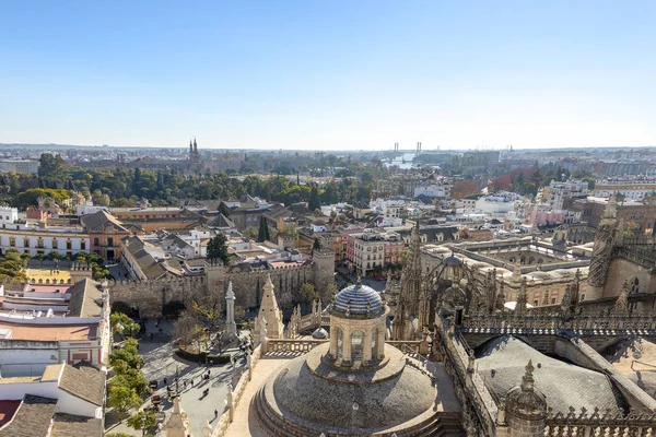 Luchtfoto Van Sevilla Stad Kathedraal Van Saint Mary Van Stoel — Stockfoto