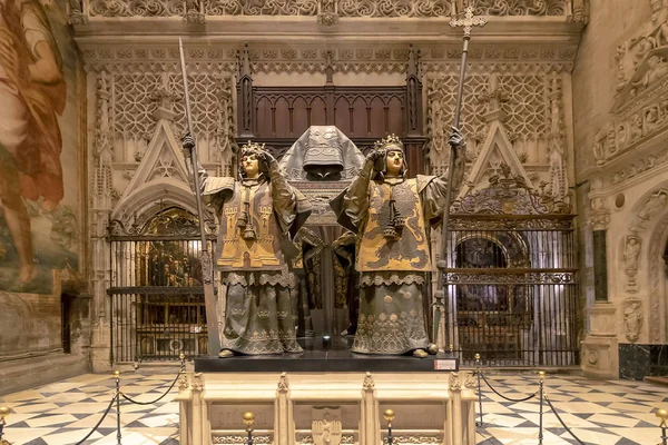Sewilla Hiszpania Stycznia 2019 Grób Cristobal Colon Katedrze Sewilli Andaluzja — Zdjęcie stockowe