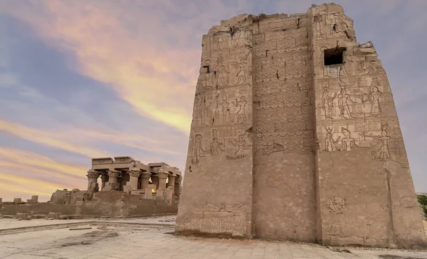 Ruinas Del Templo Kom Ombo Río Nilo Atardecer Egipto —  Fotos de Stock